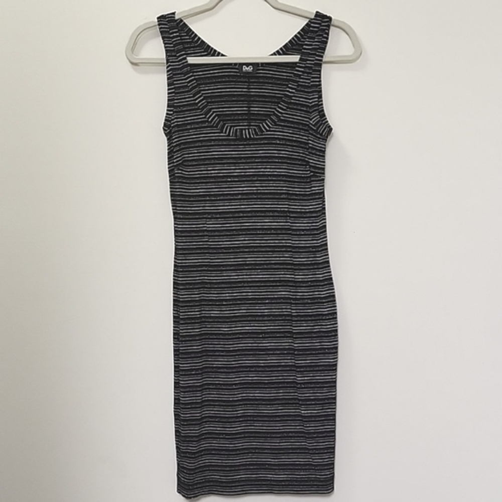 Dolce & Gabbana Vintage   Romantic Metallic Striped Dress  Y2k Size 2/38